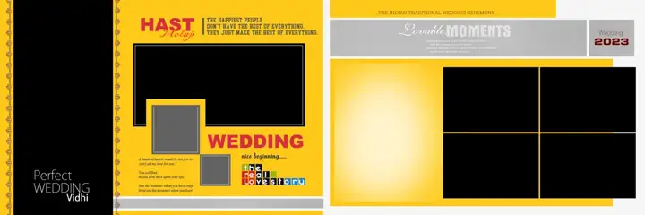 Golden & Bright Wedding Album 12x36 PSD with Damask Texture