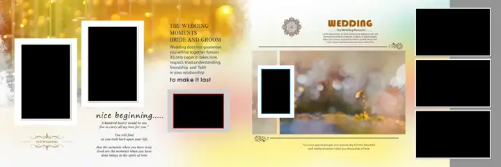 Golden & Bright Wedding Album 12x36 PSD with Lotus Design
