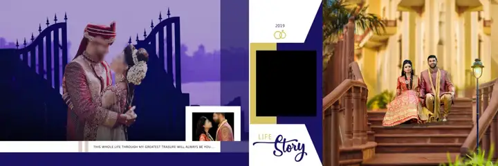 Golden & Dreamy Wedding Album 12x36 PSD with Brush Strokes