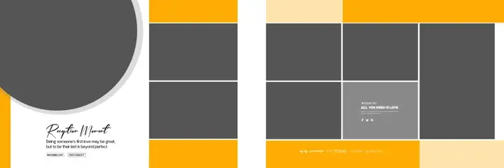 Golden Haldi Wedding Album 12x36 PSD with Kolam Pattern