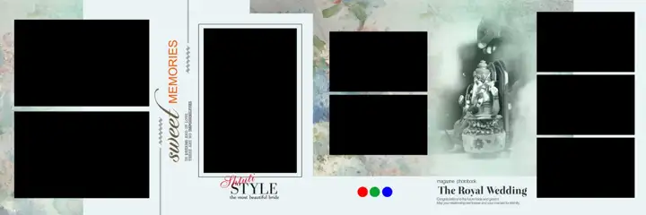 Golden & Soft Pastel Wedding Album 12x36 PSD with Kolam Pattern