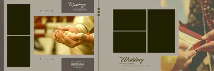 Golden & Soft Pastel Wedding Album 12x36 PSD with Temple Motif