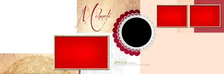 Golden & Vibrant Wedding Album 12x36 PSD with Lace Ornaments