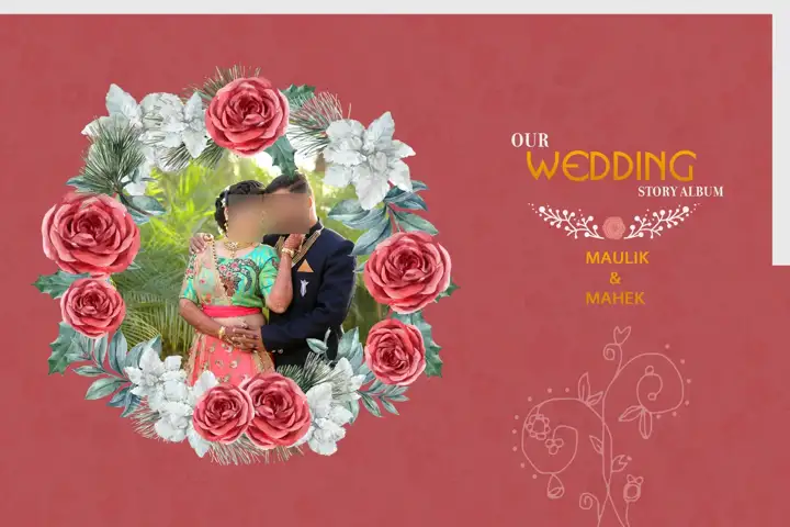 Golden Watercolour Splash Wedding Album Cover PSD