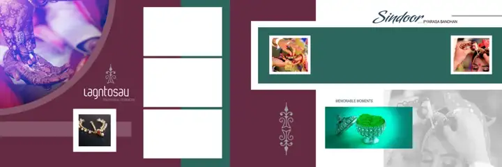 Graceful & Golden Wedding Album 12x36 PSD with Vintage Frame