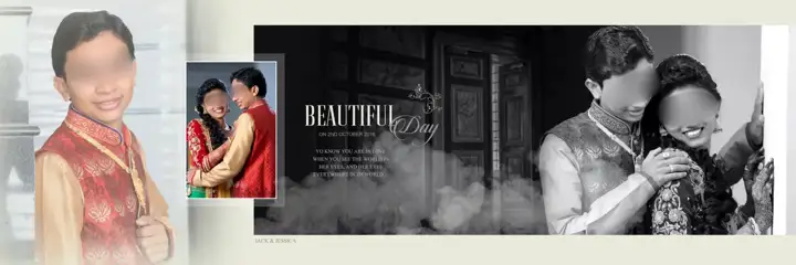 Graceful & Rich Maroon Wedding Album 12x36 PSD with Brush Strokes