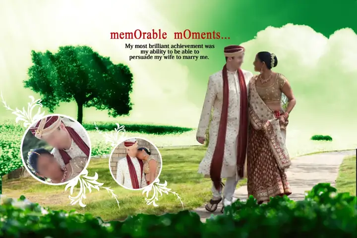 Grand Gold Frame Indian Wedding Album Cover 12x18 PSD