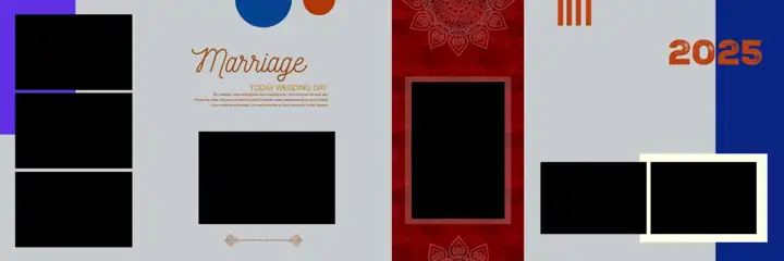 Minimal & Charming Wedding Album 12x36 PSD with Kolam Pattern