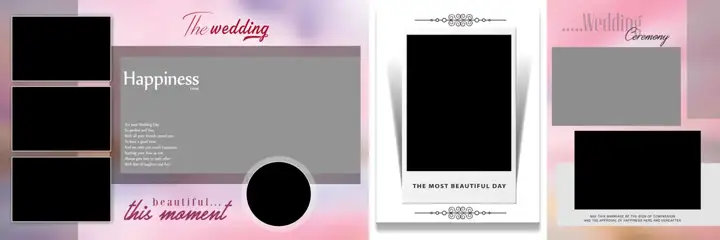 Minimal & Dreamy Wedding Album 12x36 PSD with Vintage Frame