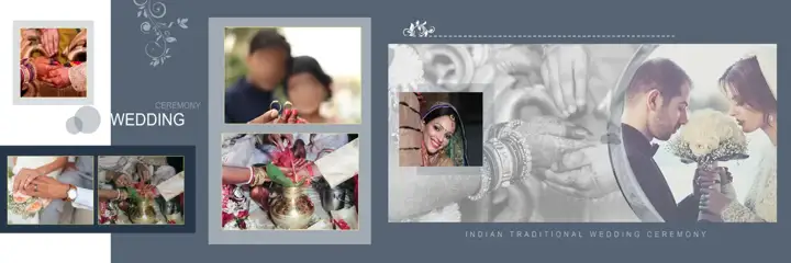 Minimal & Grand Wedding Album 12x36 PSD with Lace Ornaments