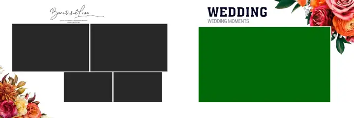 Minimal & Minimal Wedding Album 12x36 PSD with Peacock Art