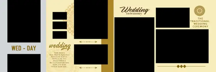 Minimal & Modern Wedding Album 12x36 PSD with Vintage Frame