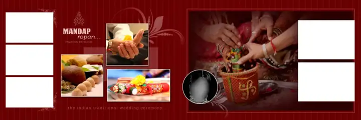 Minimal & Royal Wedding Album 12x36 PSD with Kolam Pattern