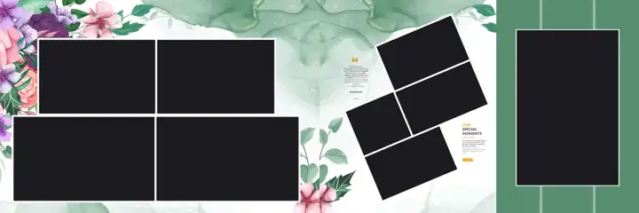 Minimal & Traditional Wedding Album 12x36 PSD with Geometric Lines