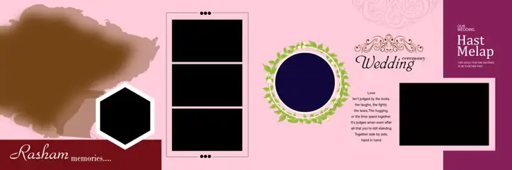 Modern & Grand Wedding Album 12x36 PSD with Floral Border