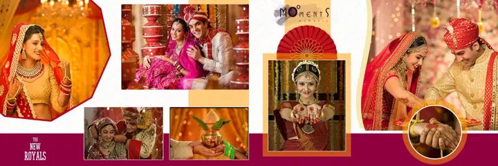 Modern Karizma Wedding Album 12x36 PSD with Gold Frame