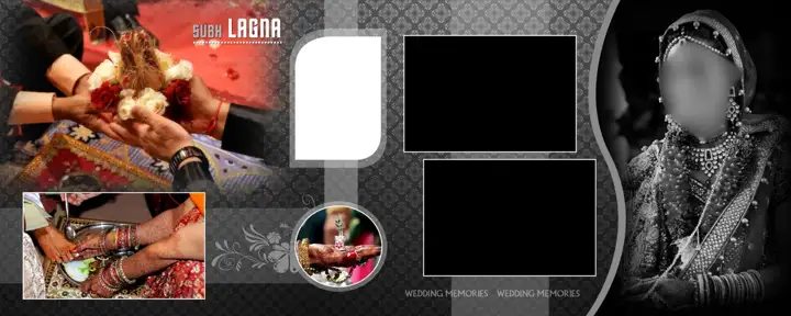 Modern Photo Album 12x30 PSD for Wedding – Gold Frame
