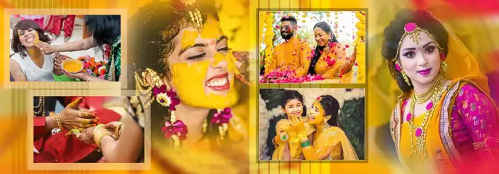 Modern Wedding Album 14x40 PSD for Haldi – Pastel Clouds