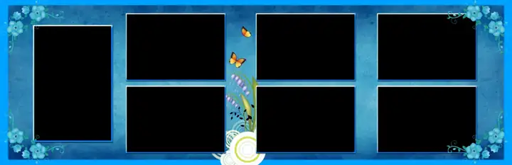 Ornate Karizma Album Background 12x36 PSD with Gold Frame