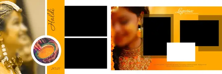 Premium Haldi Wedding Album 12x36 PSD with Lotus Design