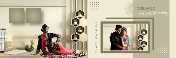 Regal & Modern Wedding Album 12x36 PSD with Watercolour Splash