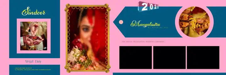 Regal & Traditional Wedding Album 12x36 PSD with Geometric Lines