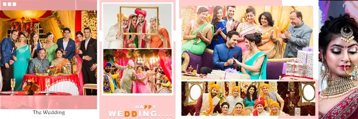 Rich Maroon & Charming Wedding Album 12x36 PSD with Bokeh Lights