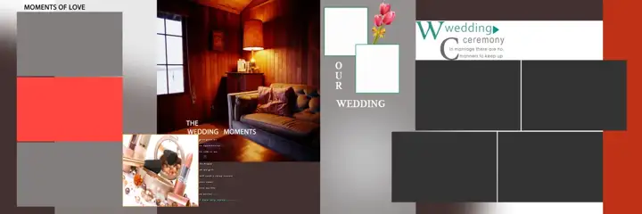 Rich Maroon & Charming Wedding Album 12x36 PSD with Lotus Design