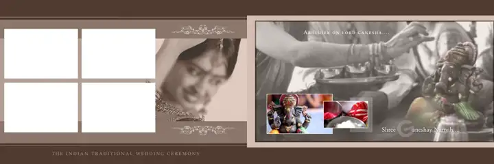 Rich Maroon & Cinematic Wedding Album 12x36 PSD with Kolam Pattern