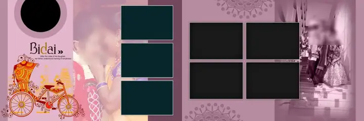 Rich Maroon Engagement Wedding Album 12x36 PSD with Lace Ornaments