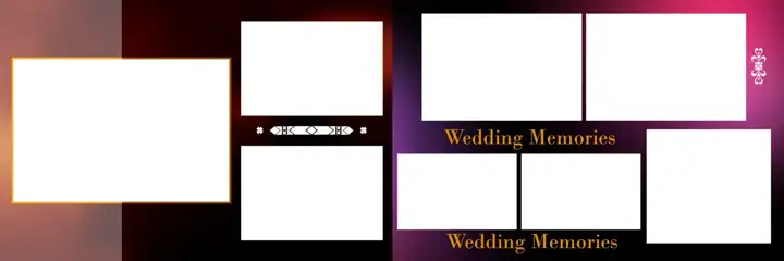 Rich Maroon & Premium Wedding Album 12x36 PSD with Vintage Frame