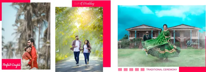 Rich Maroon & Soft Pastel Wedding Album 12x36 PSD with Vintage Frame