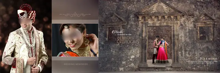 Royal & Golden Wedding Album 12x36 PSD with Damask Texture