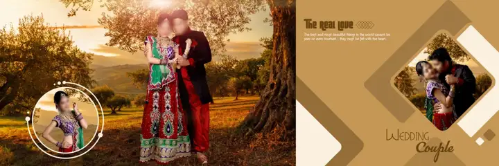 Royal & Ornate Wedding Album 12x36 PSD with Gold Frame