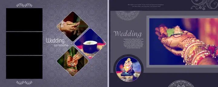 Royal Paisley Pattern Wedding Photo Album 12x30 PSD