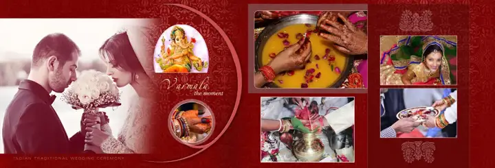 Stylish & Artistic Wedding Album 12x36 PSD with Gold Frame