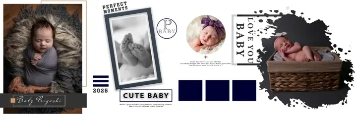 Stylish Birthday & Baby Album 12x36 PSD – Glitter Accents