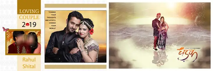 Stylish & Classic Wedding Album 12x36 PSD with Watercolour Splash