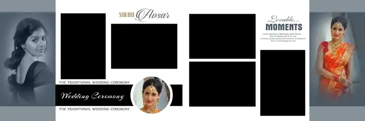 Stylish & Rich Maroon Wedding Album 12x36 PSD with Temple Motif