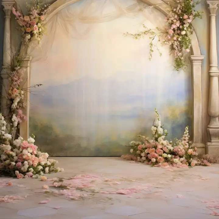Timeless Studio Background PSD with Peacock Art