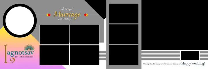 Traditional Album 12x36 PSD for Indian Wedding – Gold Frame
