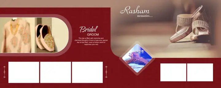 Traditional Glitter Accents Wedding Photo Album 12x30 PSD