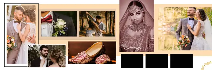 Traditional Wedding Album 12x36 PSD with Peacock Art