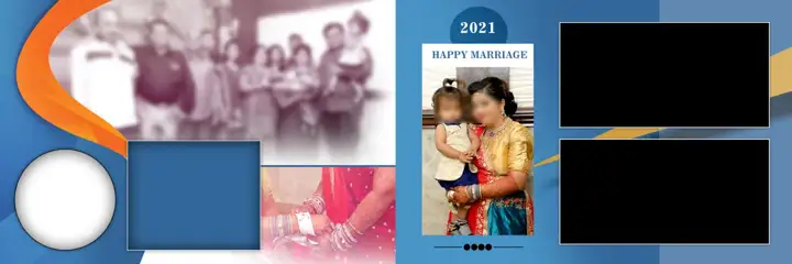 Vibrant & Artistic Wedding Album 12x36 PSD with Gold Frame