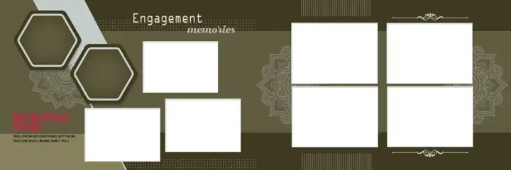 Vibrant Engagement Wedding Album 12x36 PSD with Floral Border