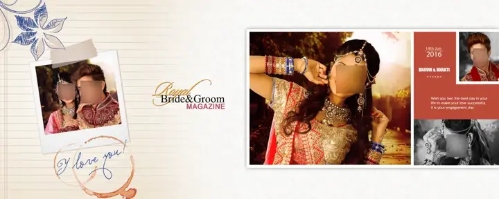 Vibrant Engagement Wedding Album 12x36 PSD with Watercolour Splash