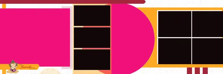 Vibrant & Golden Wedding Album 12x36 PSD with Geometric Lines