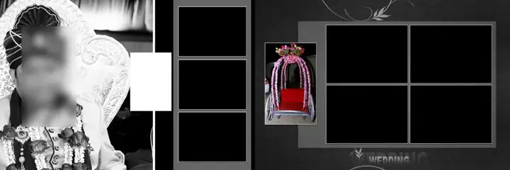 Vibrant & Premium Wedding Album 12x36 PSD with Damask Texture