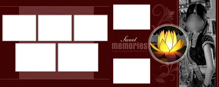 Vibrant Rose Petals Wedding Photo Album 12x30 PSD