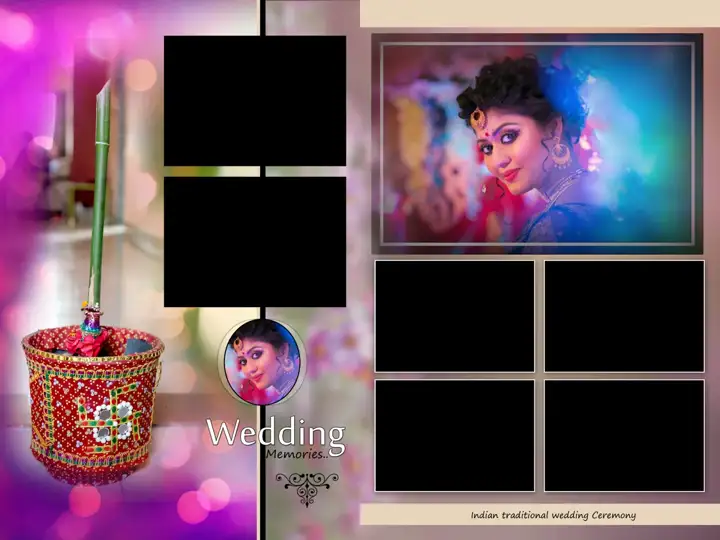 Vibrant Wedding Photo Album 18x24 PSD with Floral Border